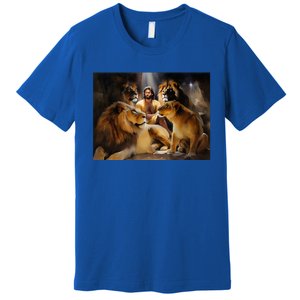 Daniel In The Lions Den Jesus And Lion Christian Bible Premium T-Shirt