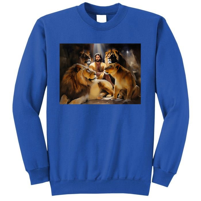 Daniel In The Lions Den Jesus And Lion Christian Bible Tall Sweatshirt