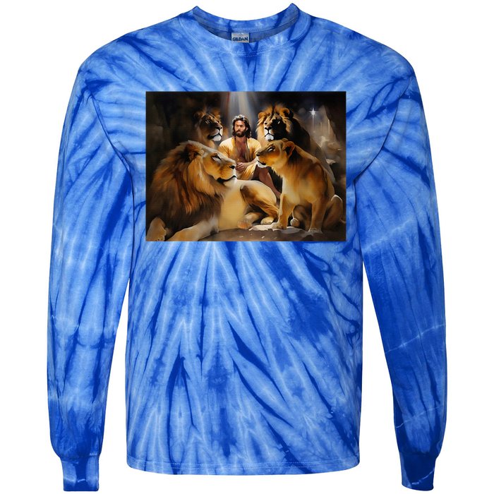 Daniel In The Lions Den Jesus And Lion Christian Bible Tie-Dye Long Sleeve Shirt