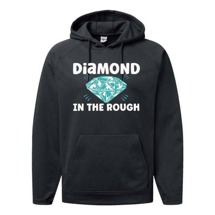 Diamond In The Rough Crystal Diamond Geologist Performance Fleece Hoodie