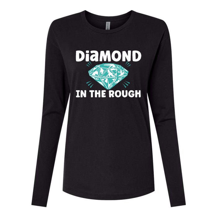 Diamond In The Rough Crystal Diamond Geologist Womens Cotton Relaxed Long Sleeve T-Shirt