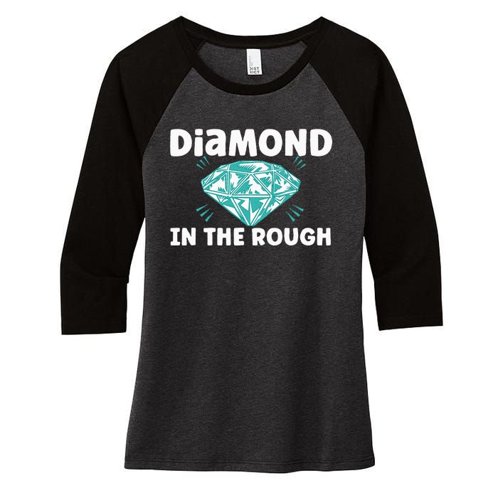 Diamond In The Rough Crystal Diamond Geologist Women's Tri-Blend 3/4-Sleeve Raglan Shirt