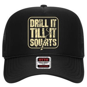 Drill It Till It Squirts Funny Winter Ice Fishing High Crown Mesh Back Trucker Hat