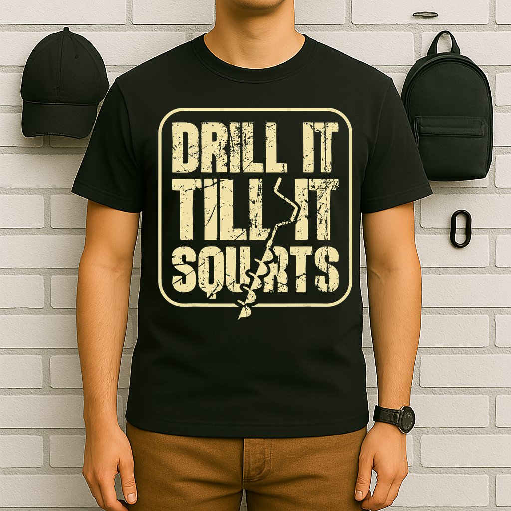 Drill It Till It Squirts Funny Winter Ice Fishing T-Shirt