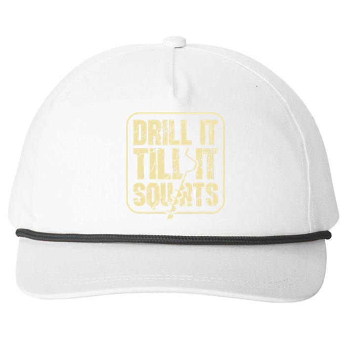 Drill It Till It Squirts Funny Winter Ice Fishing Snapback Five-Panel Rope Hat