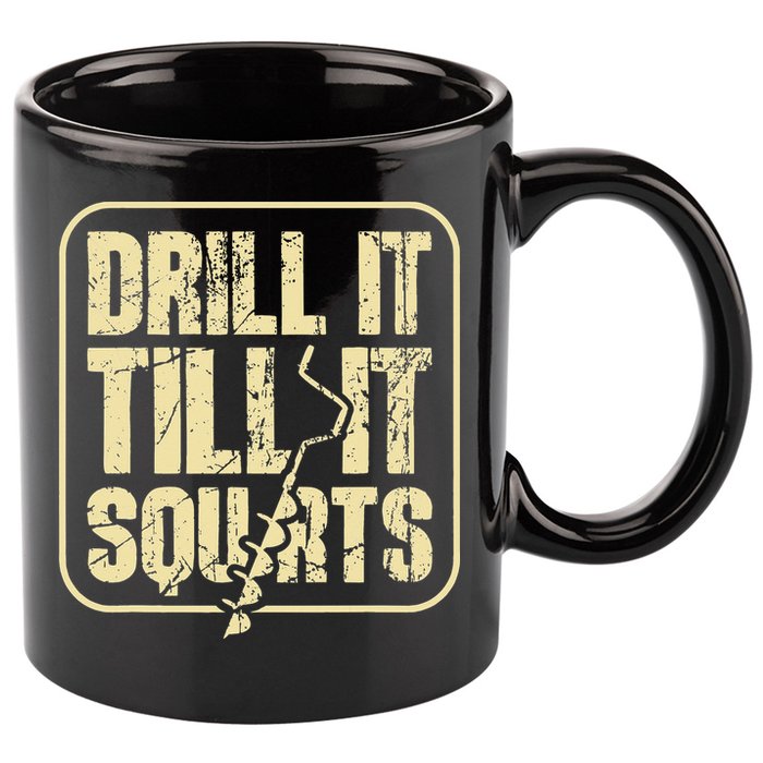Drill It Till It Squirts Funny Winter Ice Fishing 11oz C Handle Ceramic Mug