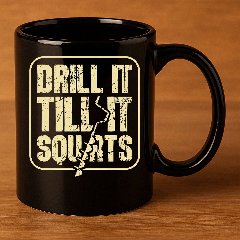 Drill It Till It Squirts Funny Winter Ice Fishing 11oz C Handle Ceramic Mug