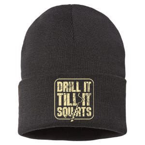 Drill It Till It Squirts Funny Winter Ice Fishing Sustainable Knit Beanie