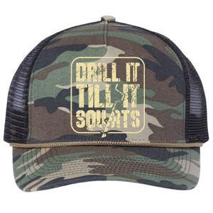 Drill It Till It Squirts Funny Winter Ice Fishing Retro Rope Trucker Hat Cap