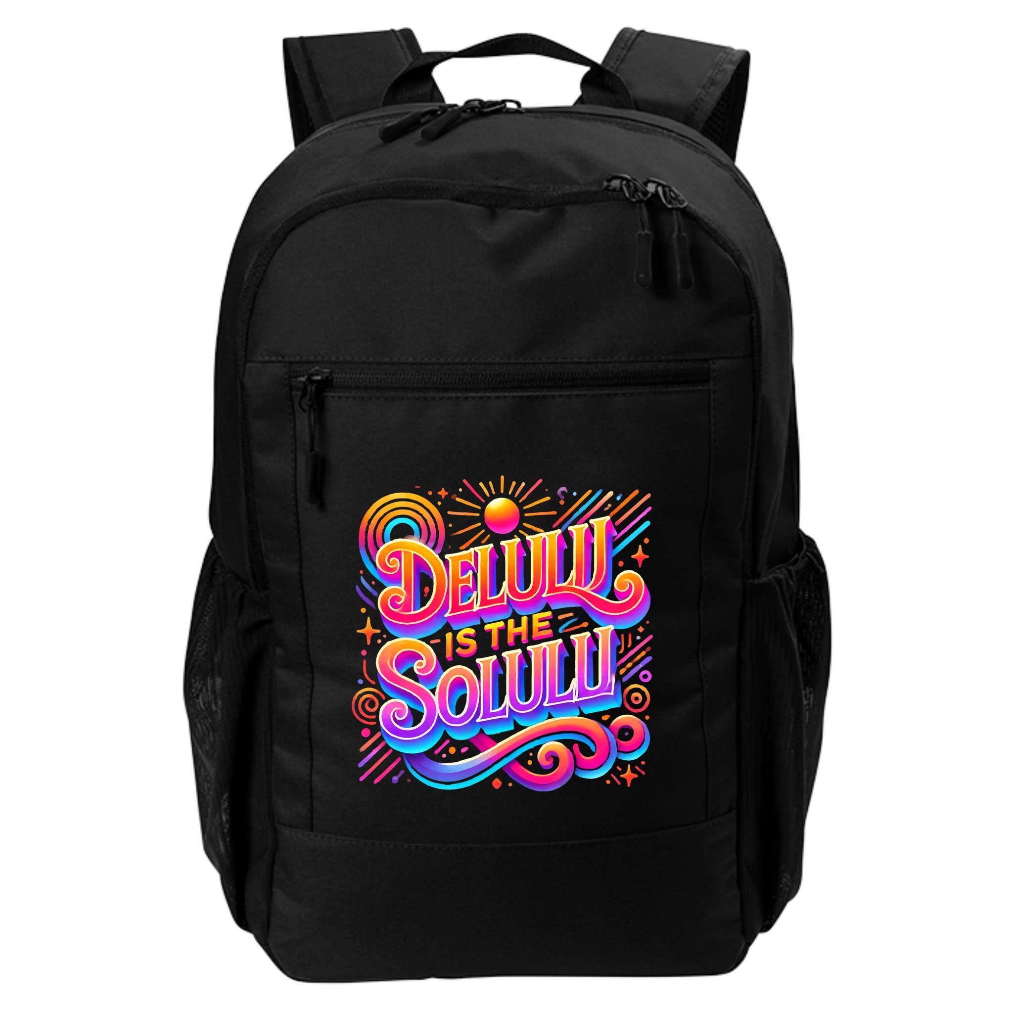 Delulu Is The Solulu Funny Slogan Tiktok Viral Trendy Quote Backpack