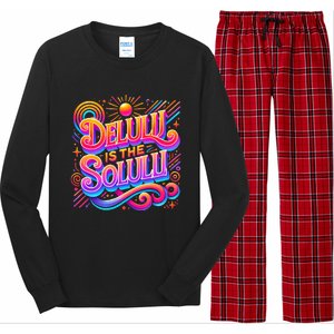 Delulu Is The Solulu Funny Slogan Tiktok Viral Trendy Quote Long Sleeve Pajama Set