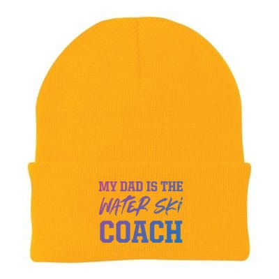 Dad Is The Water Ski Coach Appreciation Water Skiing Gift Knit Cap Winter Beanie