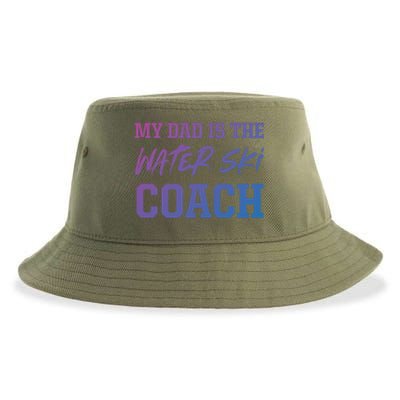 Dad Is The Water Ski Coach Appreciation Water Skiing Gift Sustainable Bucket Hat