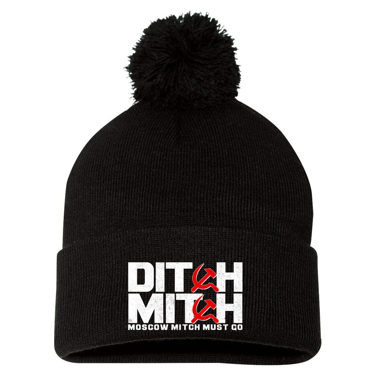 Ditch Mitch Moscow Mitch Must Go Pom Pom 12in Knit Beanie
