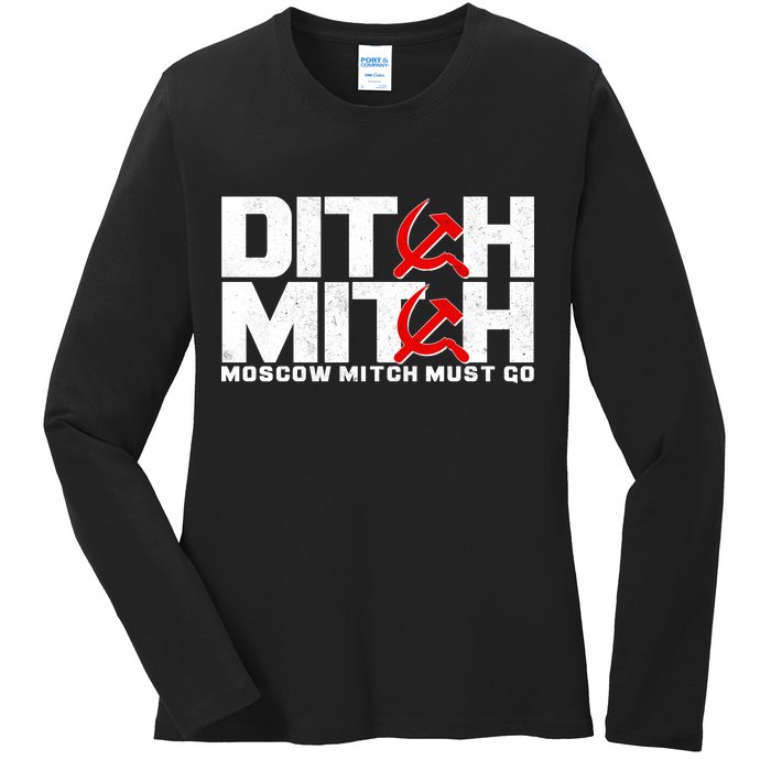 Ditch Mitch Moscow Mitch Must Go Ladies Long Sleeve Shirt