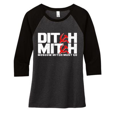 Ditch Mitch Moscow Mitch Must Go Women's Tri-Blend 3/4-Sleeve Raglan Shirt