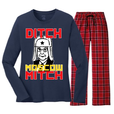 Ditch Moscow Mitch Funny Traitor Women's Long Sleeve Flannel Pajama Set 