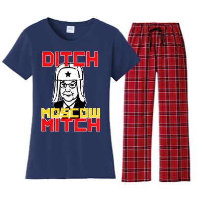 Ditch Moscow Mitch Funny Traitor Women's Flannel Pajama Set