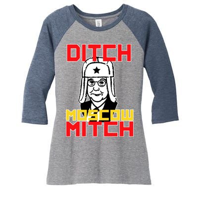 Ditch Moscow Mitch Funny Traitor Women's Tri-Blend 3/4-Sleeve Raglan Shirt