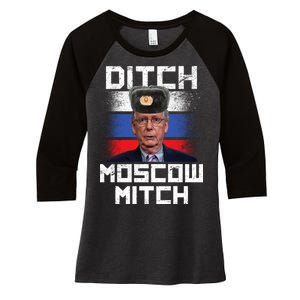 Ditch Moscow Mitch McConnell Women's Tri-Blend 3/4-Sleeve Raglan Shirt