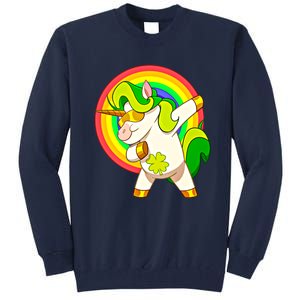 Dabbing Irish Unicorn Cool Gift St Patricks Day Lepricorn Funny Gift Tall Sweatshirt