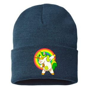 Dabbing Irish Unicorn Cool Gift St Patricks Day Lepricorn Funny Gift Sustainable Knit Beanie