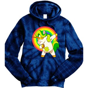 Dabbing Irish Unicorn Cool Gift St Patricks Day Lepricorn Funny Gift Tie Dye Hoodie