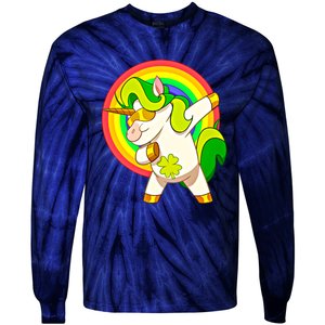 Dabbing Irish Unicorn Cool Gift St Patricks Day Lepricorn Funny Gift Tie-Dye Long Sleeve Shirt