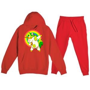 Dabbing Irish Unicorn Cool Gift St Patricks Day Lepricorn Funny Gift Premium Hooded Sweatsuit Set