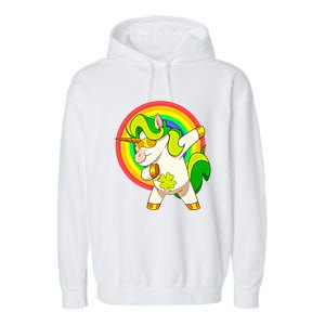 Dabbing Irish Unicorn Cool Gift St Patricks Day Lepricorn Funny Gift Garment-Dyed Fleece Hoodie