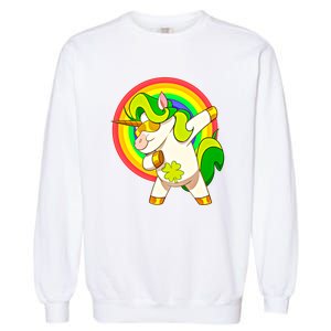 Dabbing Irish Unicorn Cool Gift St Patricks Day Lepricorn Funny Gift Garment-Dyed Sweatshirt