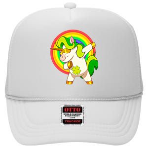 Dabbing Irish Unicorn Cool Gift St Patricks Day Lepricorn Funny Gift High Crown Mesh Back Trucker Hat