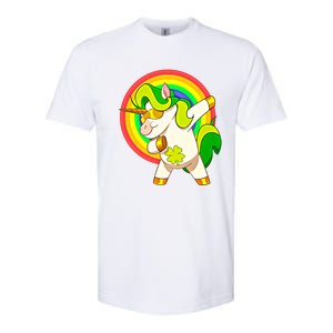 Dabbing Irish Unicorn Cool Gift St Patricks Day Lepricorn Funny Gift Softstyle CVC T-Shirt