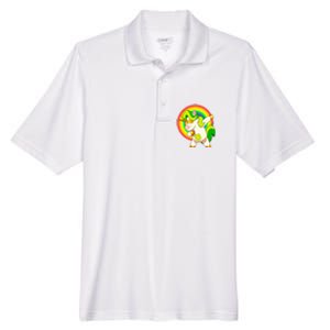 Dabbing Irish Unicorn Cool Gift St Patricks Day Lepricorn Funny Gift Men's Origin Performance Pique Polo