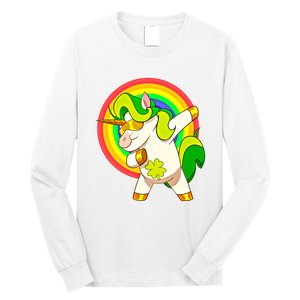 Dabbing Irish Unicorn Cool Gift St Patricks Day Lepricorn Funny Gift Long Sleeve Shirt