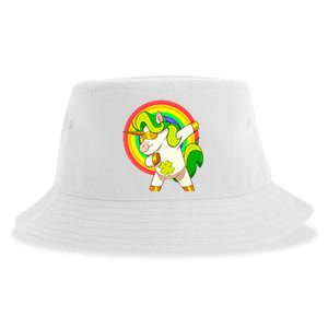 Dabbing Irish Unicorn Cool Gift St Patricks Day Lepricorn Funny Gift Sustainable Bucket Hat