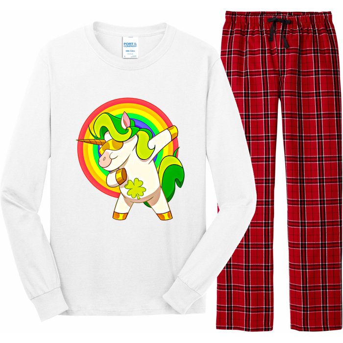 Dabbing Irish Unicorn Cool Gift St Patricks Day Lepricorn Funny Gift Long Sleeve Pajama Set