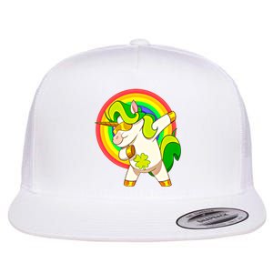 Dabbing Irish Unicorn Cool Gift St Patricks Day Lepricorn Funny Gift Flat Bill Trucker Hat