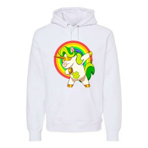 Dabbing Irish Unicorn Cool Gift St Patricks Day Lepricorn Funny Gift Premium Hoodie