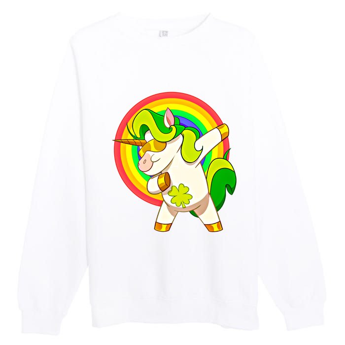 Dabbing Irish Unicorn Cool Gift St Patricks Day Lepricorn Funny Gift Premium Crewneck Sweatshirt