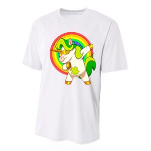 Dabbing Irish Unicorn Cool Gift St Patricks Day Lepricorn Funny Gift Performance Sprint T-Shirt