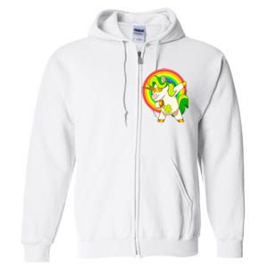 Dabbing Irish Unicorn Cool Gift St Patricks Day Lepricorn Funny Gift Full Zip Hoodie