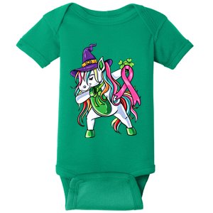 Dabbing Irish Unicorn Breast Cancer Halloween Gift Baby Bodysuit