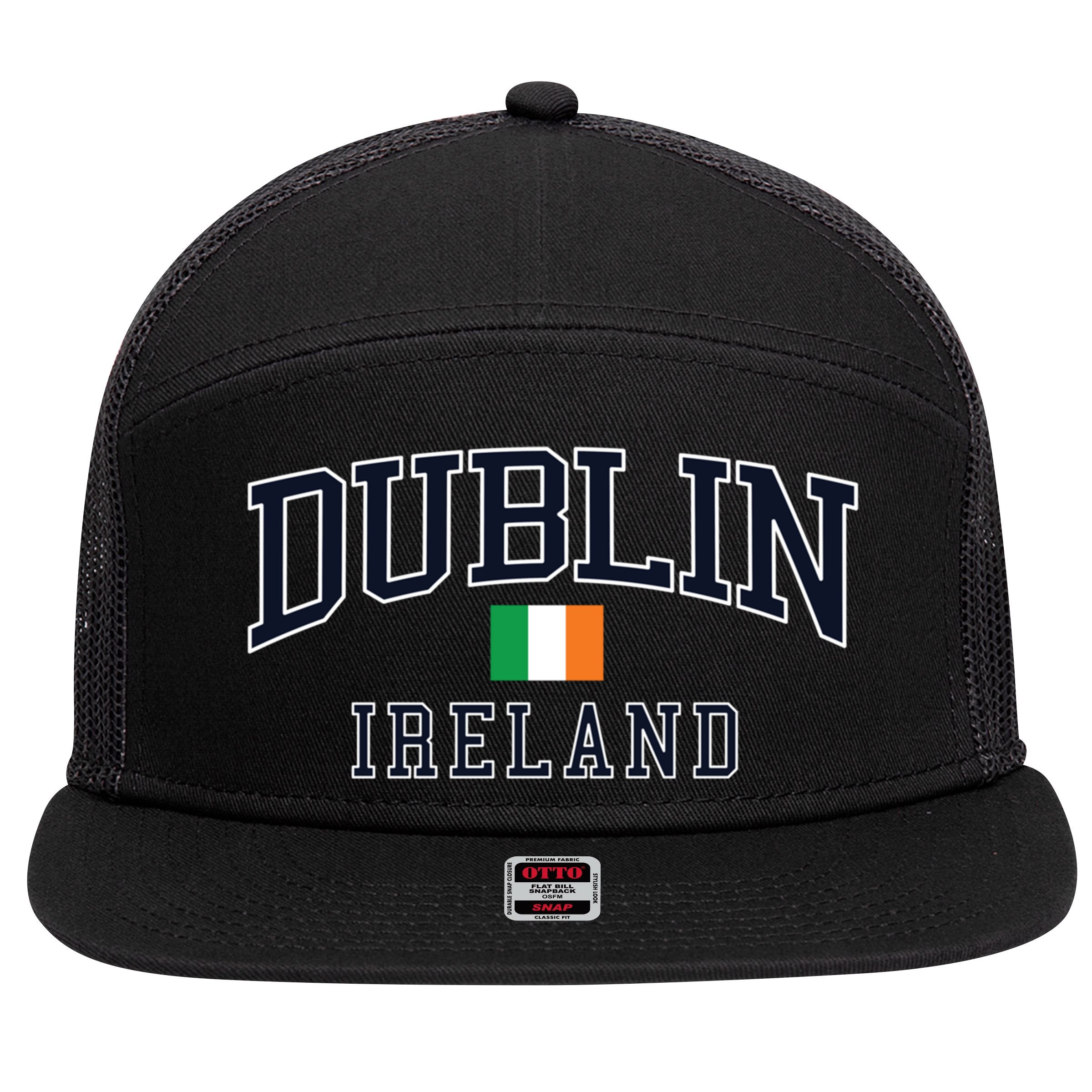 Dublin Ireland Vintage Style Funny Gift 7 Panel Mesh Trucker Snapback Hat