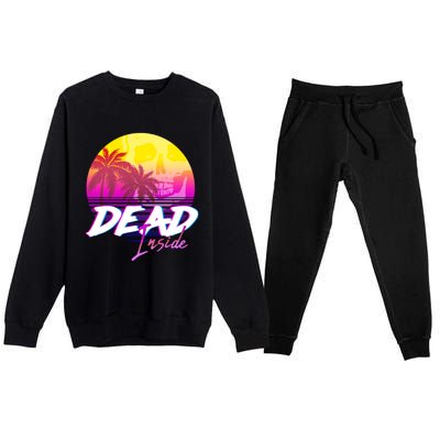 Dead Inside Vaporwave Miami Aesthetic Spooky Mood Premium Crewneck Sweatsuit Set