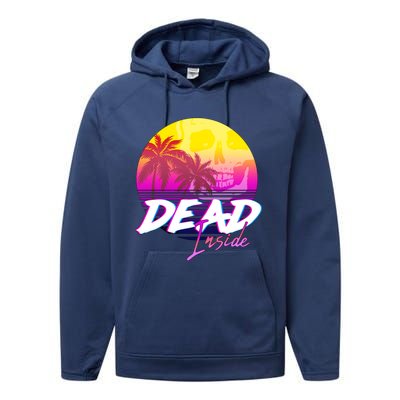 Dead Inside Vaporwave Miami Aesthetic Spooky Mood Performance Fleece Hoodie