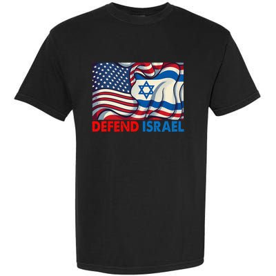 Defend Israel Vintage American Israeli Flag Garment-Dyed Heavyweight T-Shirt