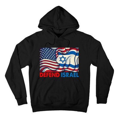 Defend Israel Vintage American Israeli Flag Hoodie