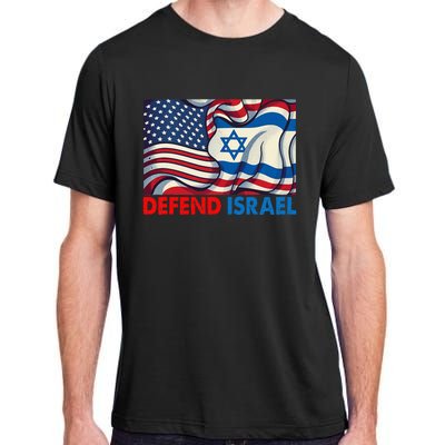 Defend Israel Vintage American Israeli Flag Adult ChromaSoft Performance T-Shirt