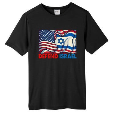 Defend Israel Vintage American Israeli Flag Tall Fusion ChromaSoft Performance T-Shirt